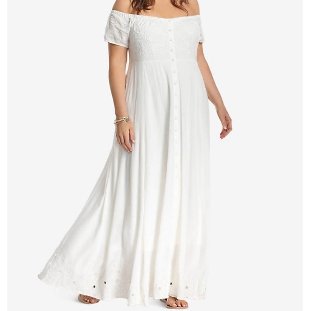 TORRID WHITE OFF THE SHOULDER DRESS